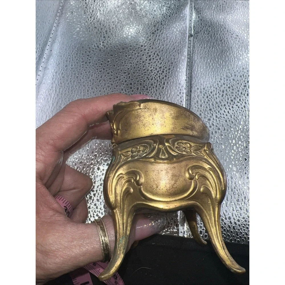 elaborate‎ vintage jewelry casket box brass metal